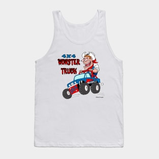 4X4 Monster Truck & Crazy Cowboy Cartoon Tank Top